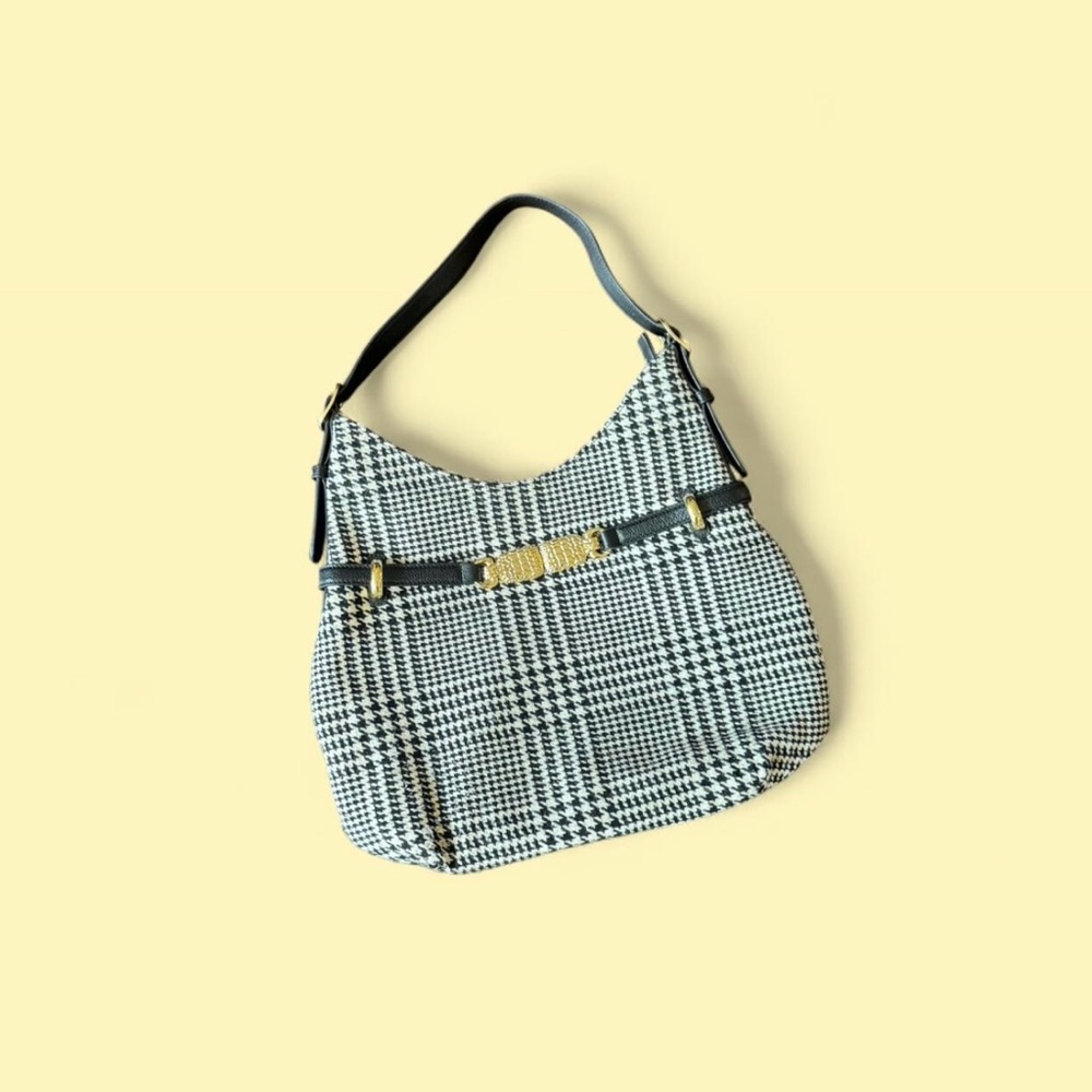 Talbots Black and White Checkered Shoulder Bag